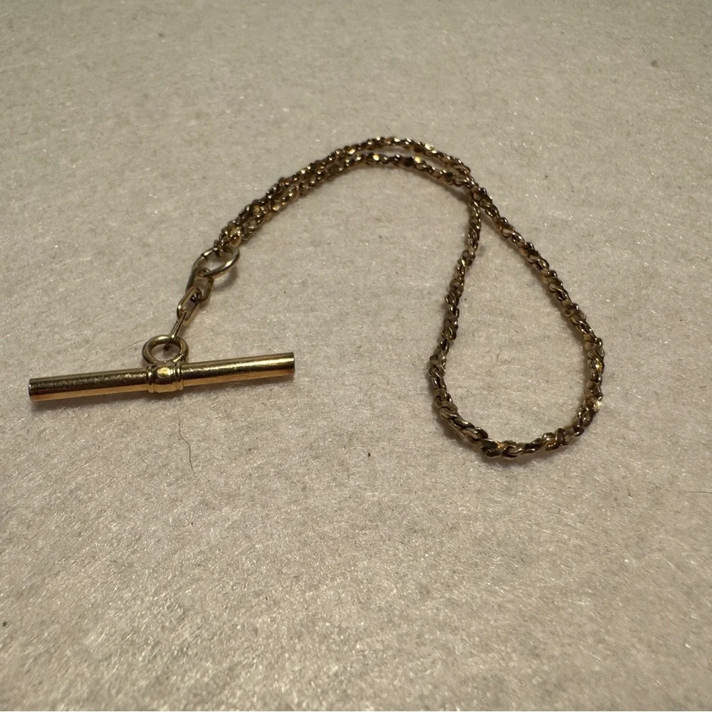 Vintage Gold-Tone Twisted Rope Tie Chain with T-Bar